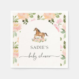 Floral Horse Baby shower servetten