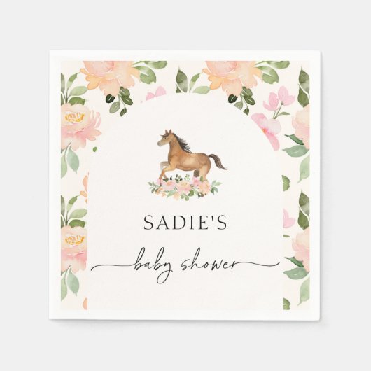 Floral Horse Baby shower servetten (Voorkant)
