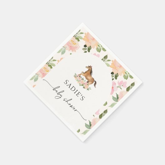 Floral Horse Baby shower servetten (Hoek)
