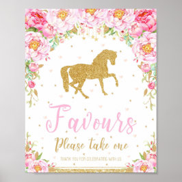 Floral Horse Birthday Party Favors Decor Sign Poster