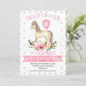 Floral Horse Birthday Party Invitation Kaart (Staand voorkant)