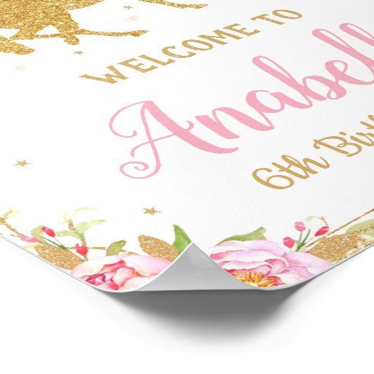 Floral Horse Birthday Party Welcome Sign Poster (Hoek)