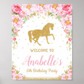 Floral Horse Birthday Party Welcome Sign Poster (Voorkant)