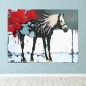 Floral Horse Canvas (Insitu (Houten vloer))