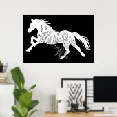 Floral Horse Dierenvriend Poster (Thuiskantoor)