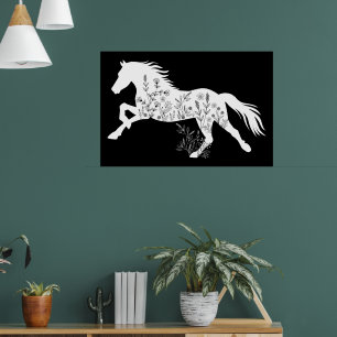 Floral Horse Dierenvriend Poster