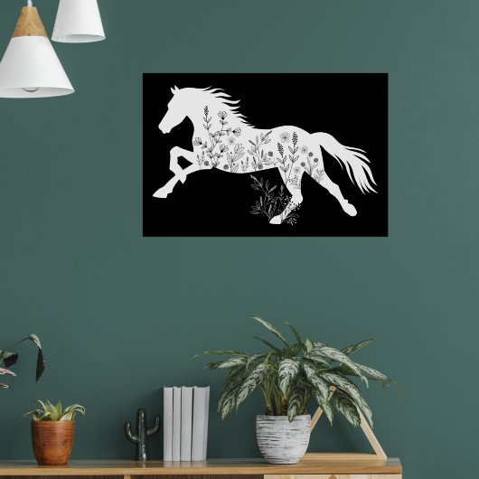 Floral Horse Dierenvriend Poster (Woonkamer 1)