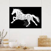 Floral Horse Dierenvriend Poster (Keuken)