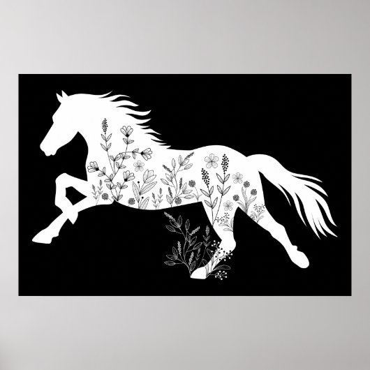 Floral Horse Dierenvriend Poster (Voorkant)