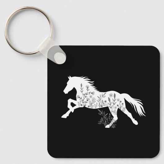 Floral Horse Dierenvriend Sleutelhanger (Voorkant)