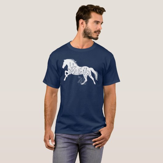 Floral Horse Dierenvriend T-shirt (Voorkant volledig)