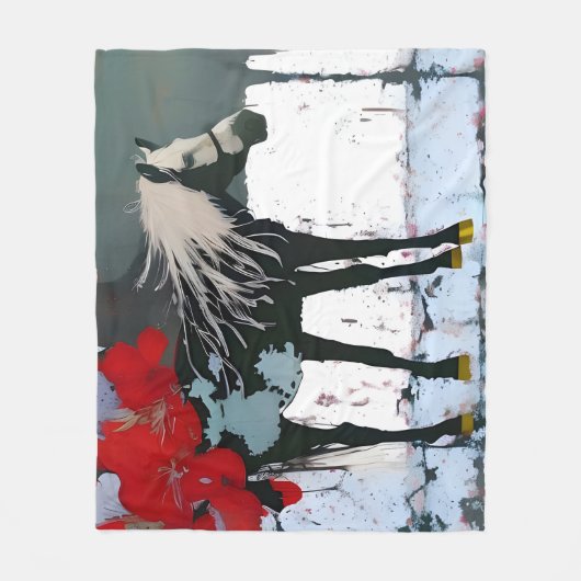 Floral Horse Fleece Blanket (Voorkant)