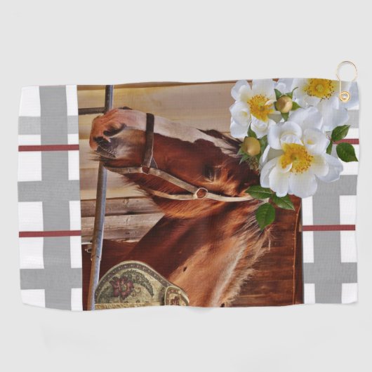 Floral Horse Golf Towel Golfhanddoek (Horizontaal)