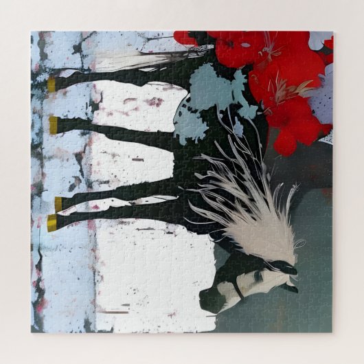 Floral Horse Jigzaag Puzzle Legpuzzel (Horizontaal)