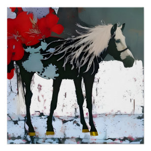 Floral Horse Perfect Poster
