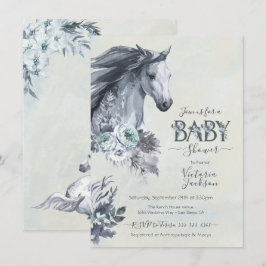 Floral Horse Ranch Baby shower Kaart