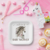 Floral Horse Ranch Baby shower Papieren Bordje (Feest)