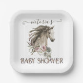 Floral Horse Ranch Baby shower Papieren Bordje (Voorkant)