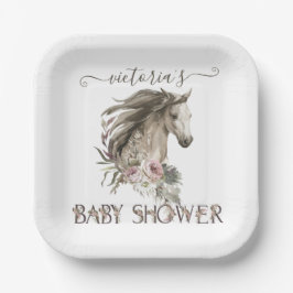 Floral Horse Ranch Baby shower Papieren Bordje