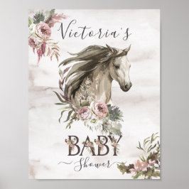 Floral Horse Ranch Baby shower Poster