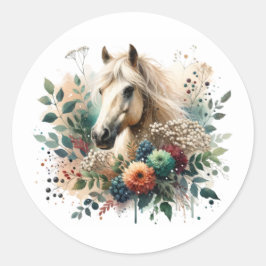 Floral Horse Ronde Sticker