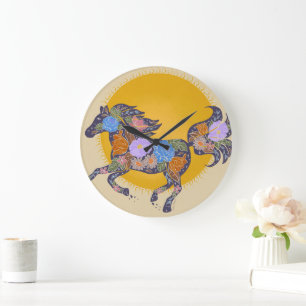 Floral Horse Silhouette_Paarse klok