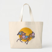 Floral Horse Silhouette_Paarse Large Canvas tas (Voorkant)