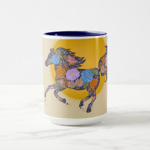 Floral Horse Silhouette_Paarse Mok Cup