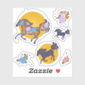 Floral Horse Silhouette_Paarse Stickers Pack (Vel)