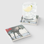 Floral Horse Stone Onderzetter (Zijkant)