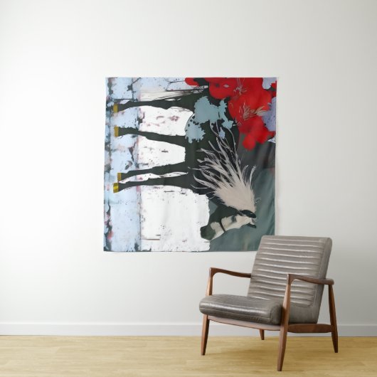 Floral Horse Tapestry Wandkleed (In Situ (horizontaal))