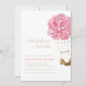 Floral Hot Air Baby shower Peony | Kaart (Voorkant)