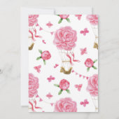 Floral Hot Air Baby shower Peony | Kaart (Achterkant)