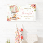 Floral Hot Air Ballon Animal Baby shower Backdrop Spandoek (Insitu)