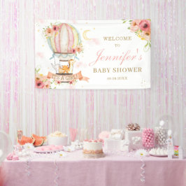 Floral Hot Air Ballon Animal Baby shower Backdrop Spandoek