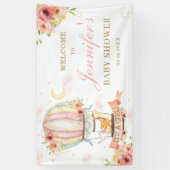 Floral Hot Air Ballon Animal Baby shower Backdrop Spandoek (Verticaal)