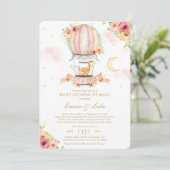 Floral Hot Air Ballon Animals Baby shower per post Kaart (Staand voorkant)