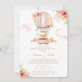 Floral Hot Air Ballon Animals Baby shower per post Kaart (Voorkant)