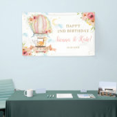 Floral Hot Air Ballon Birthday Backdrop B Spandoek (Beurs)