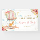 Floral Hot Air Ballon Birthday Backdrop B Spandoek (Horizontaal)