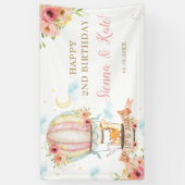 Floral Hot Air Ballon Birthday Backdrop B Spandoek (Verticaal)