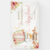 Floral Hot Air Ballon Birthday Backdrop Spandoek (Verticaal)