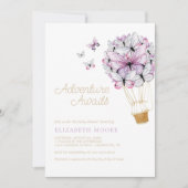 Floral Hot Air Ballon Butterfly | Uitnodiging (Voorkant)