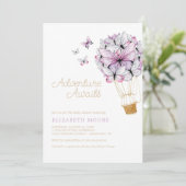 Floral Hot Air Ballon Butterfly | Uitnodiging (Staand voorkant)