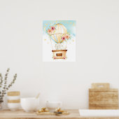 Floral Hot Air Ballon Elephant Adventure wacht Poster (Keuken)