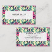 Floral Hot Pink Floral Painting Generic Business C Visitekaartje (Voorkant / Achterkant)