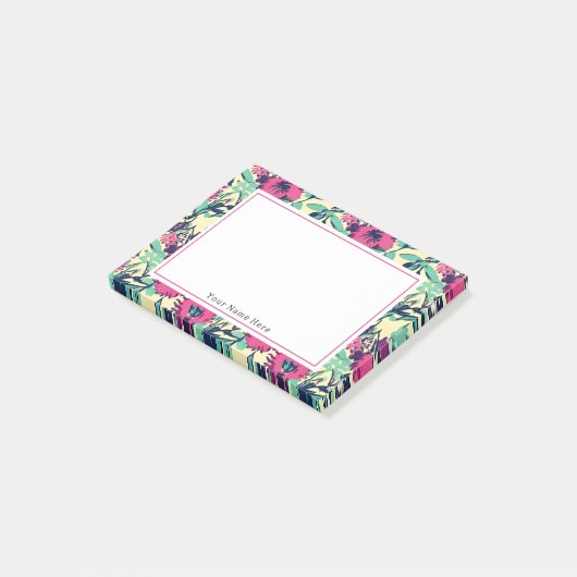 Floral Hot Pink Patroon Post-it® Notes (Schuin)