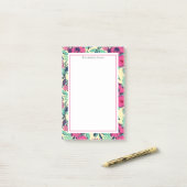 Floral Hot Pink Patroon Post-it® Notes (Op bureau)