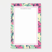 Floral Hot Pink Patroon Post-it® Notes (Voorkant)