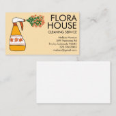Floral House Cleaning Service Spray Bottle Retro Visitekaartje (Voorkant / Achterkant)